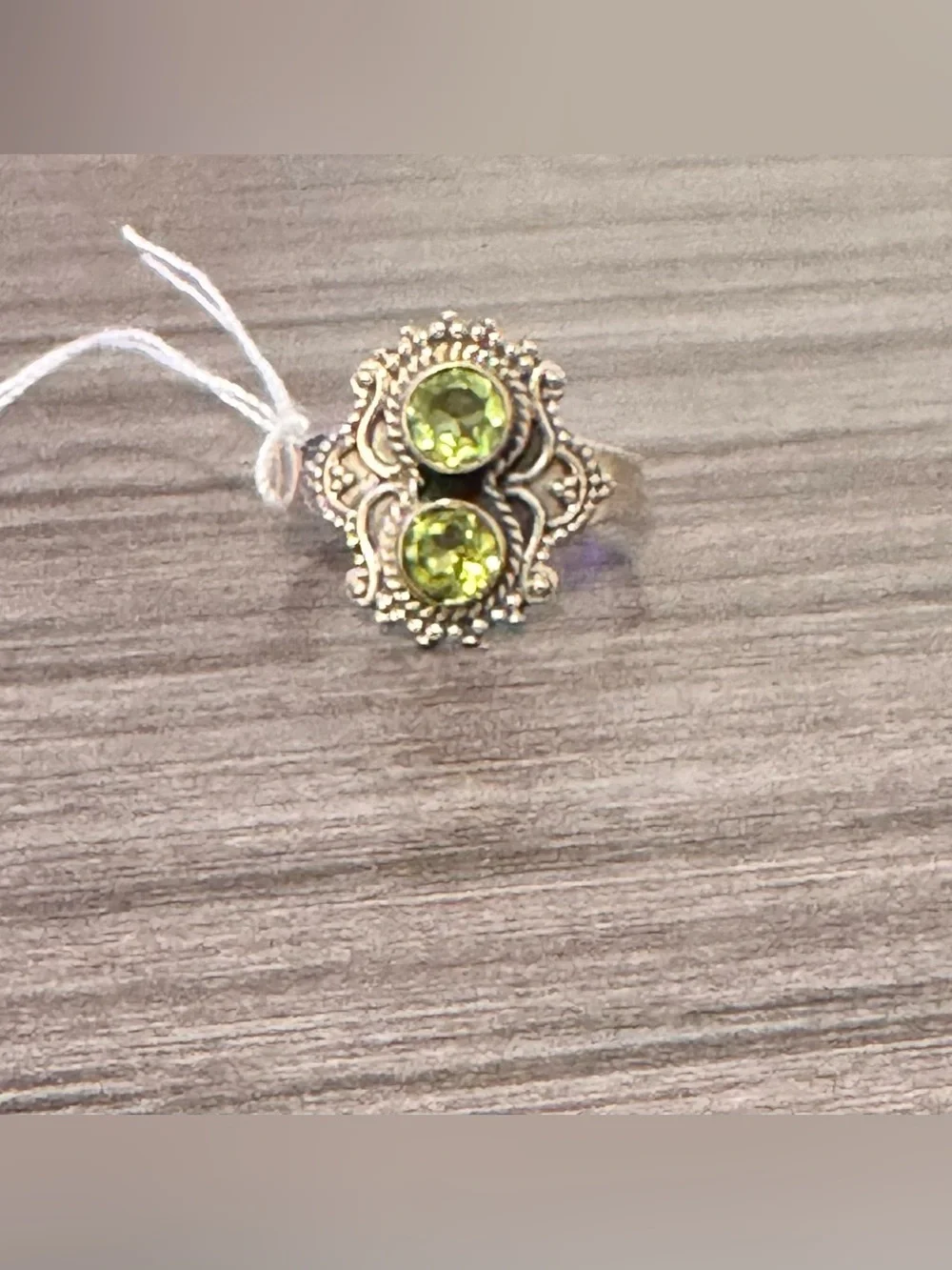 Sterling Silver Double Peridot Statement Ring